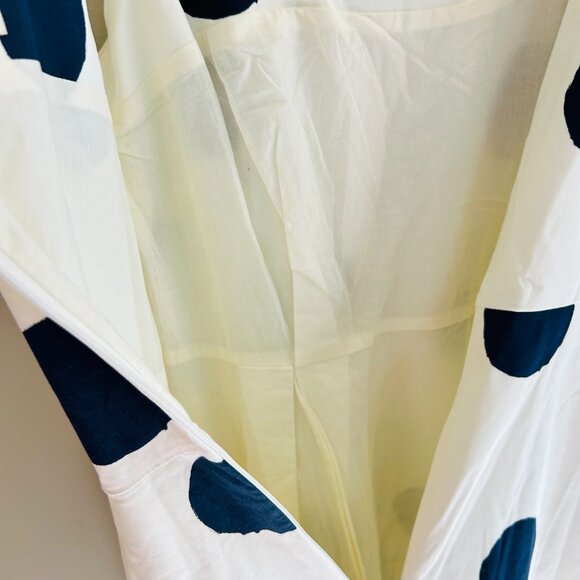 Boden Winifred Dress Womens Size 12 Cream Navy Blue Dot Midi Fit Flare Cotton - Picture 13 of 14